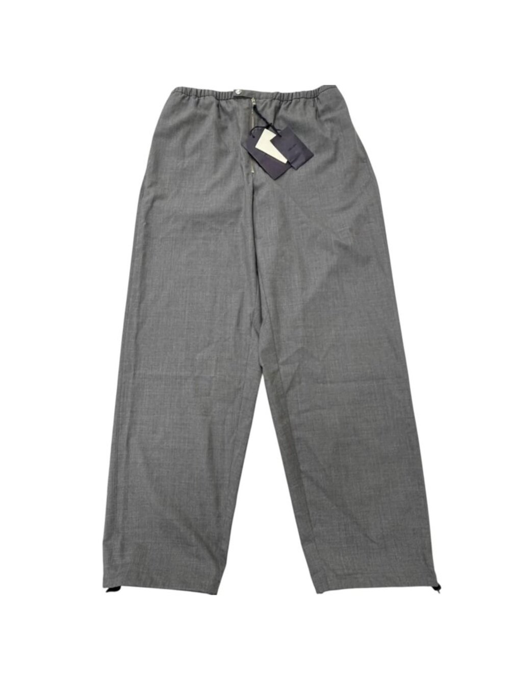 Prada Virgin Wool Cotton Triangle Patch Chef Pants Gray